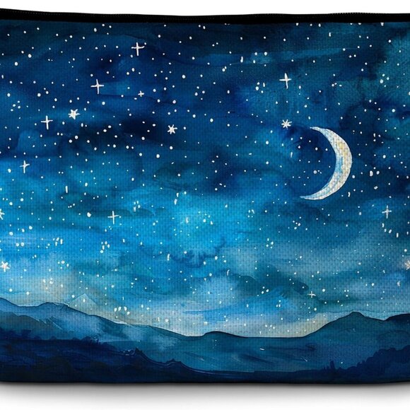 Night Starry Sky Makeup Bag, Small Travel Cosmetic Bag with Zipper, Cute Makeup - Picture 1 of 6